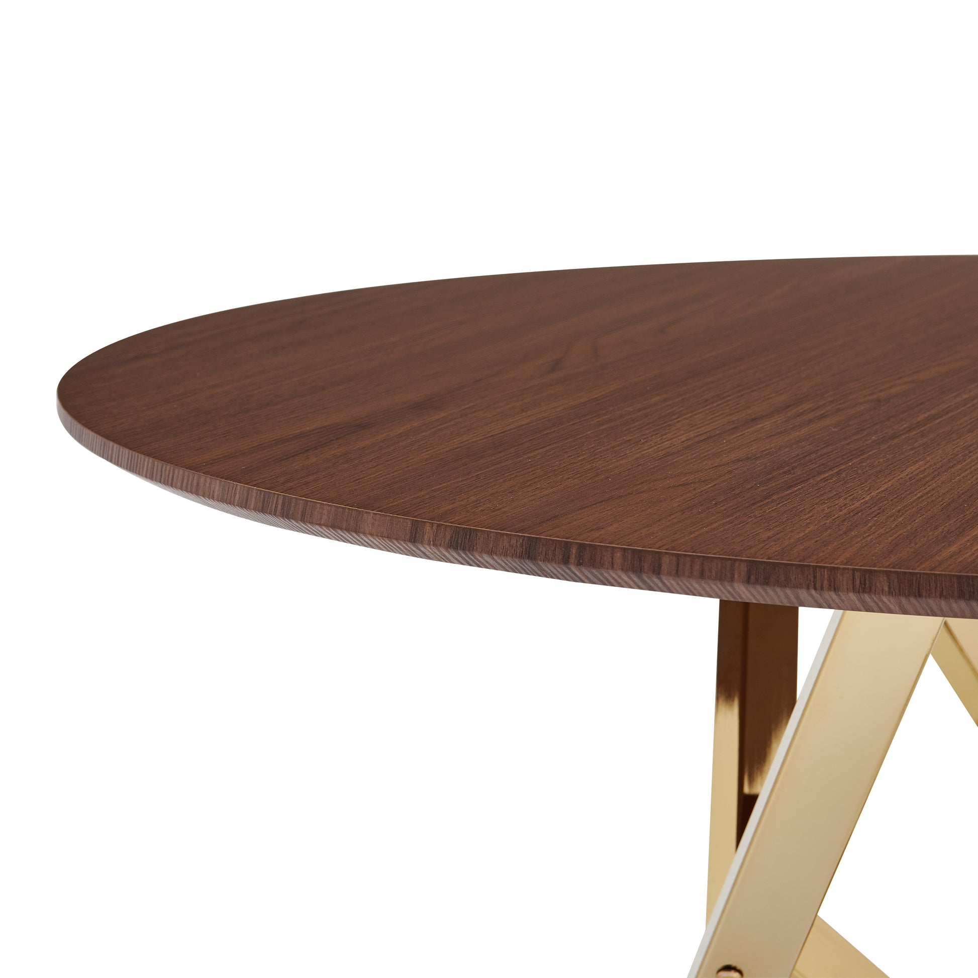37Inch Round Dining Table, Small Round Kitchen Table With Golden Metal Legs, Suitable For 2 To 4 People, Modern Dining Room Table, Brown, Walnut Color. image 11