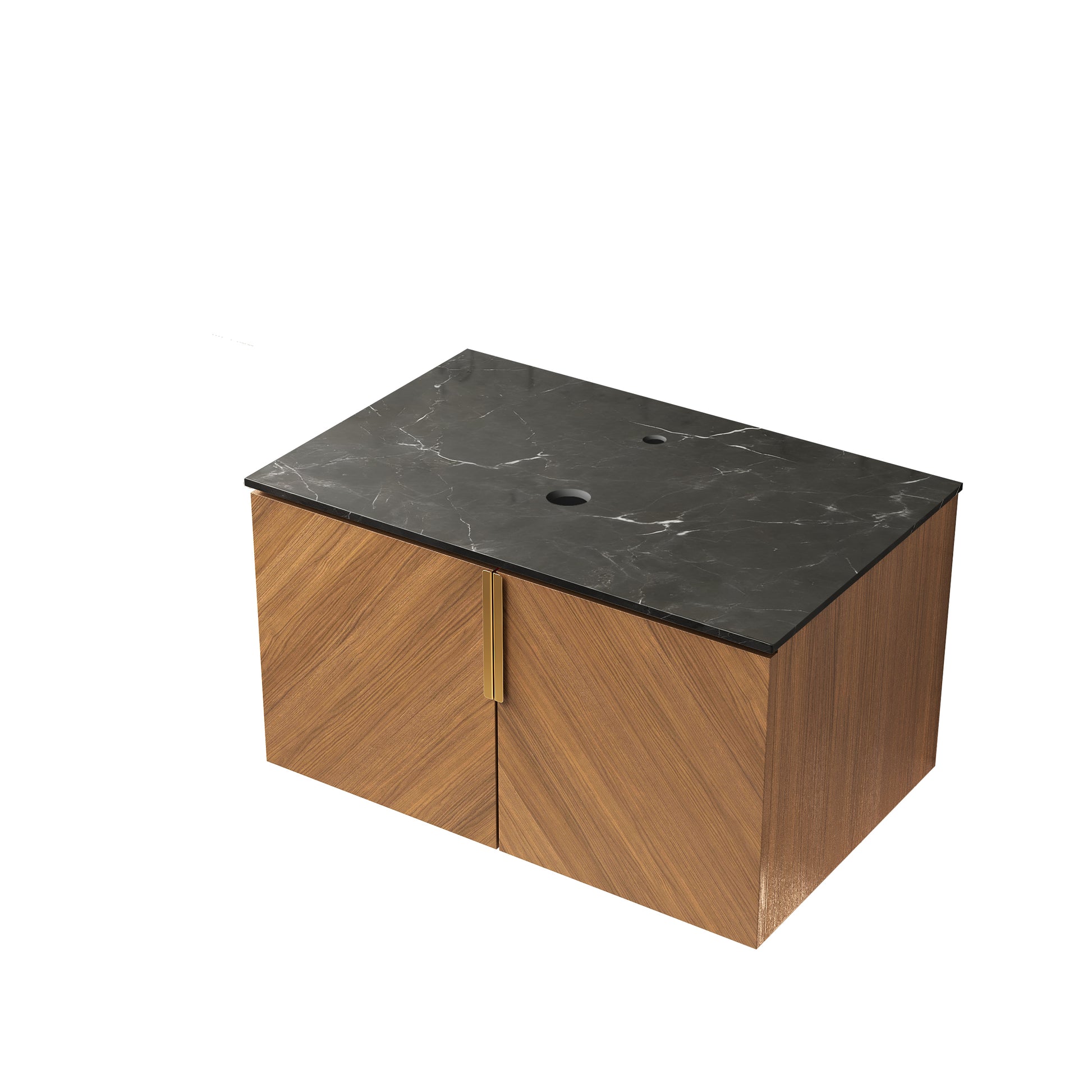 30" ARAI Black Sintered Stone with Stone Pattern Countertop and Brown Oak Cabinet, NO Basin, NO Faucet and Sink Cover image 2