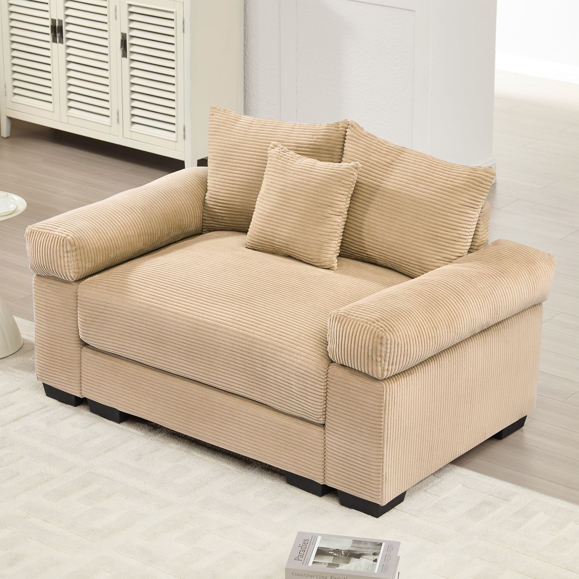 54.3" Oversized Cloud Modular Sectional Couch,Extra-Thick Armrests Good Resilience Cushions Ergonomic Design Premium Soft Corduroy Fabric,Easy Assembly For Living Rooms Study,Camel image 1