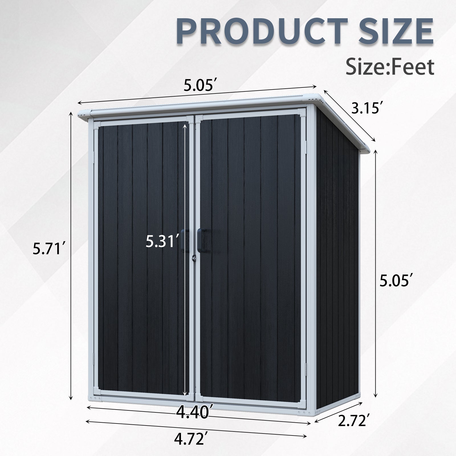 5x3 FT Outdoor Storage Shed Waterproof Resin Cabinet with Lockable Doors for Bikes and Patio Furniture Black image 5
