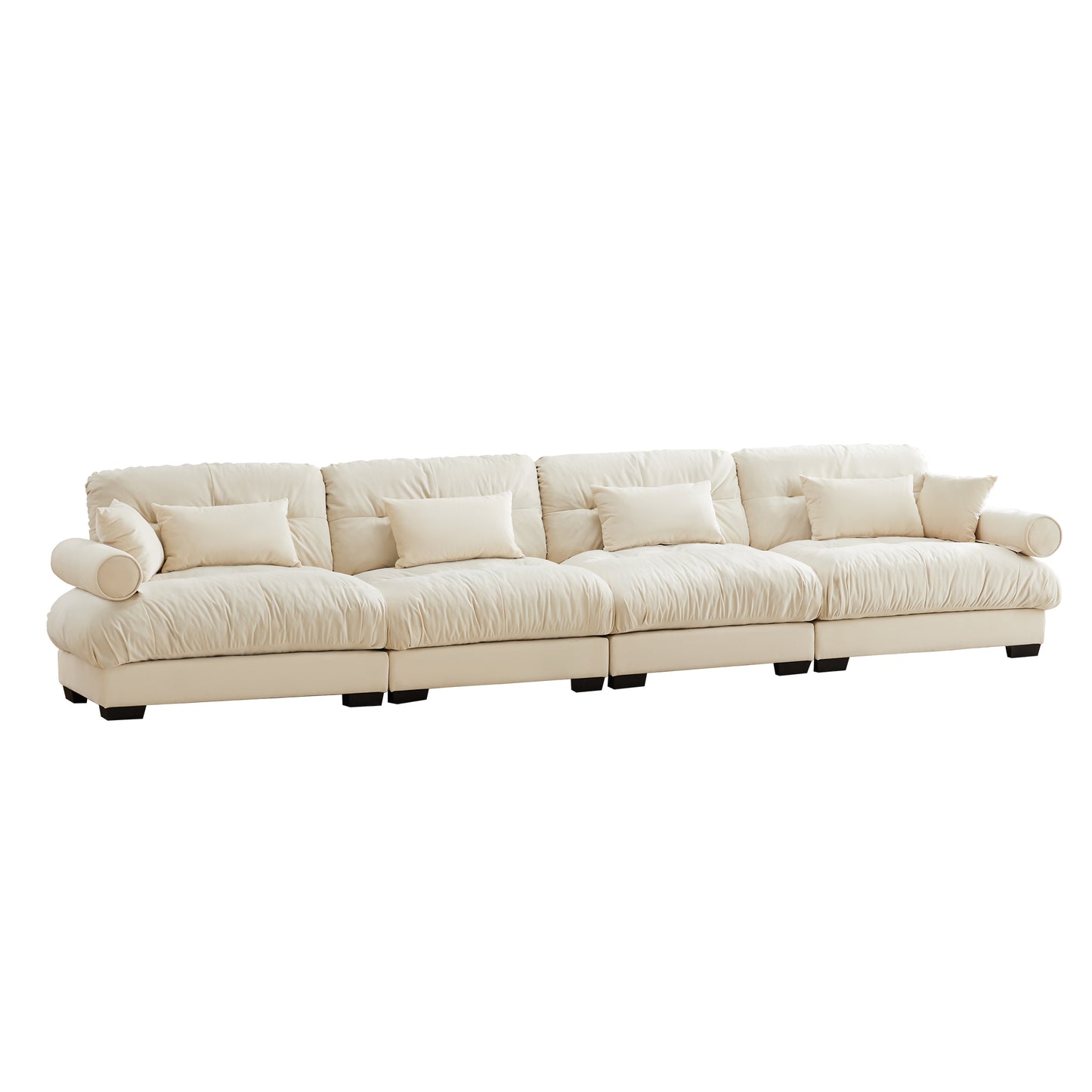 Super Comfort Oversized Modular Velvet Sectional Sofa Couch with Movable Ottoman,Corner Sectional with Bolstered Armrests, Deep Seat Cloud Couch, Convertible L Shaped Couch for Living Room Cream image 11
