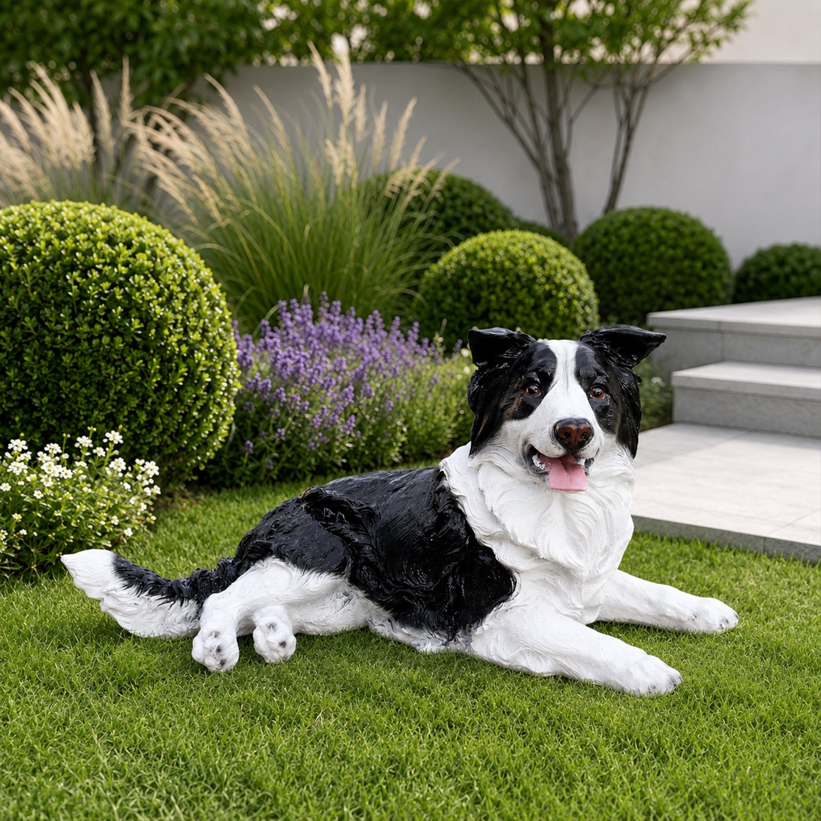 Outdoor Garden Border Collie Dog Statue Greeter Garden Decor – Cute Puppy Sculpture for Yard Porch New Year Gift image 8