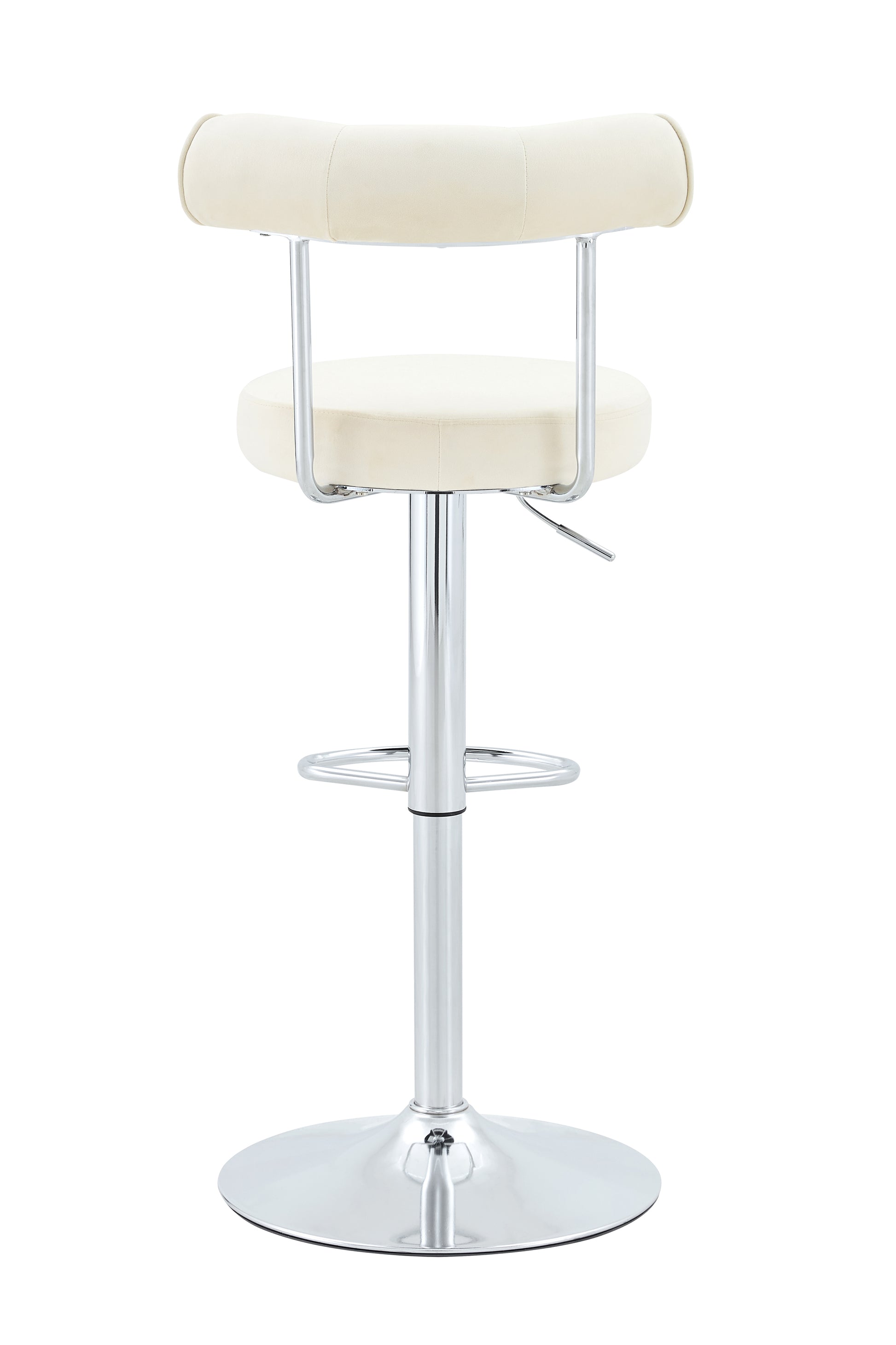 Soft Velvet Upholstered Swivel Adjustable Bar Chair with Chrome Silver Legs - Dining Room Living Room Bar Cafe Reception Desk Bar Stool(Off White, Set of 2) image 11