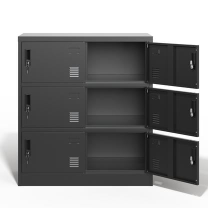 6-Door Employee Storage Locker, Metal Lockers for Office, Gym, School, and Homewith Card Slot (Black) image 8