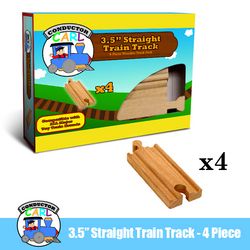 3.5' Straight Wooden Train Tracks, 4-pack image 1