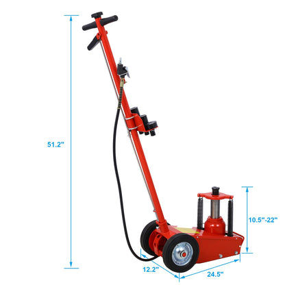 35 Ton Hydraulic Floor Jack Air-Operated Axle Bottle Jack with (4) Extension Saddle Set Built-in Wheels, Red image 5