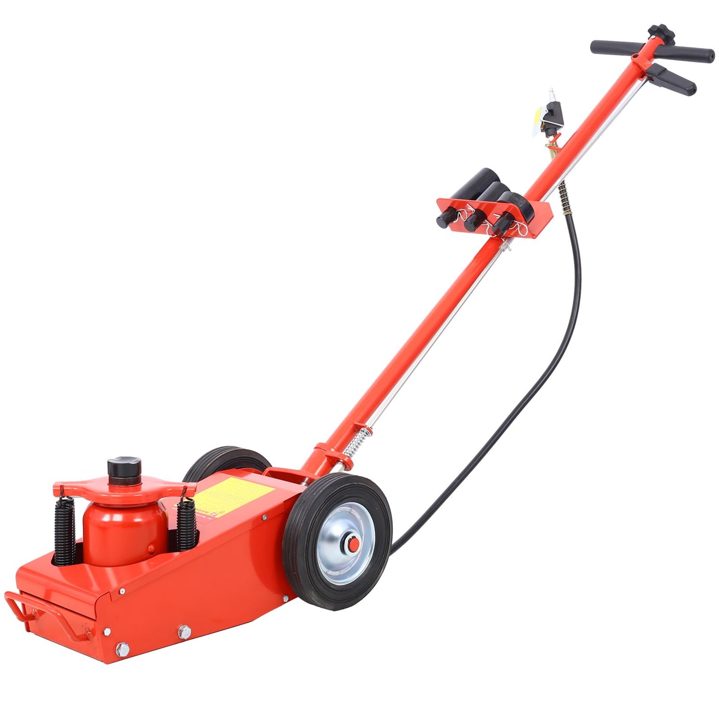 35 Ton Hydraulic Floor Jack Air-Operated Axle Bottle Jack with (4) Extension Saddle Set Built-in Wheels, Red image 13