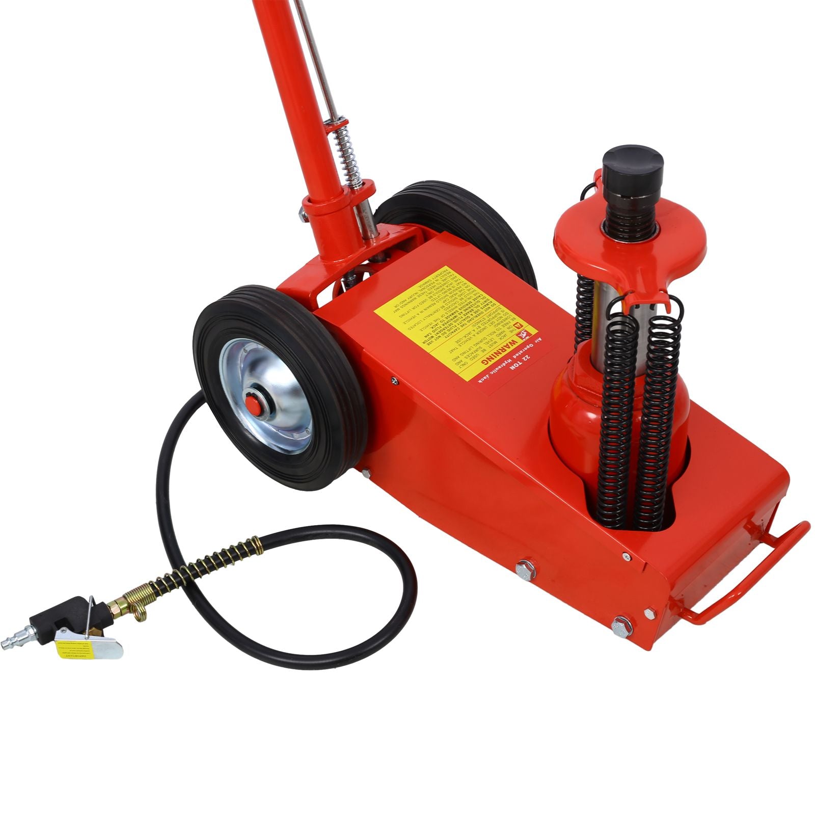 35 Ton Hydraulic Floor Jack Air-Operated Axle Bottle Jack with (4) Extension Saddle Set Built-in Wheels, Red image 2