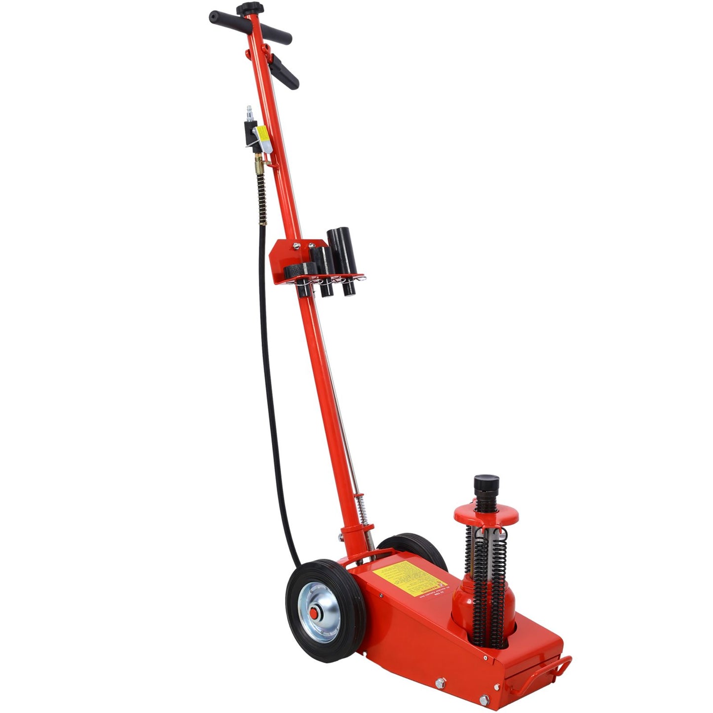 35 Ton Hydraulic Floor Jack Air-Operated Axle Bottle Jack with (4) Extension Saddle Set Built-in Wheels, Red image 7