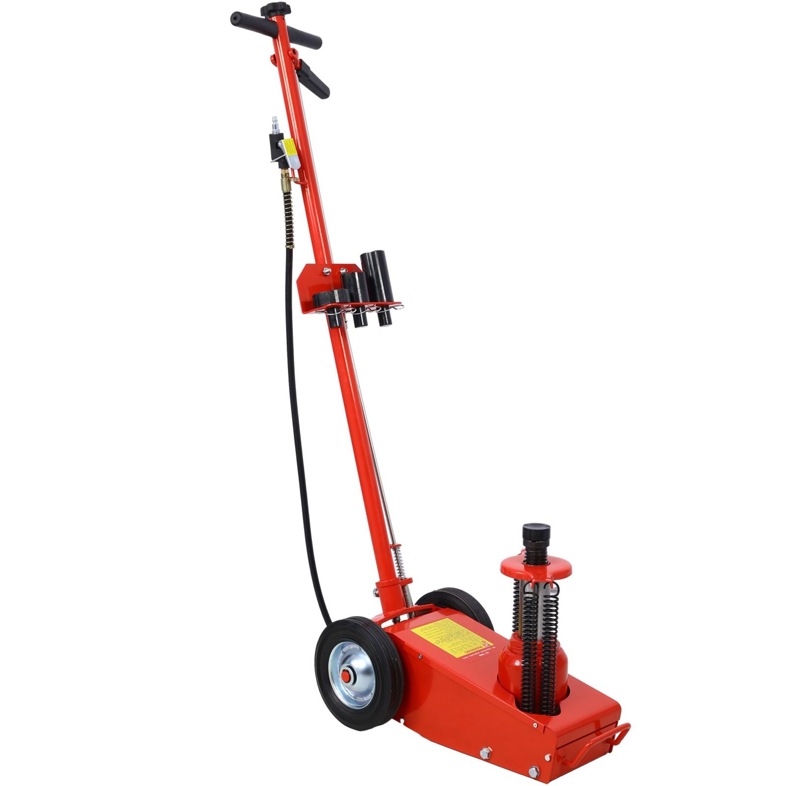 35 Ton Hydraulic Floor Jack Air-Operated Axle Bottle Jack with (4) Extension Saddle Set Built-in Wheels, Red image 7