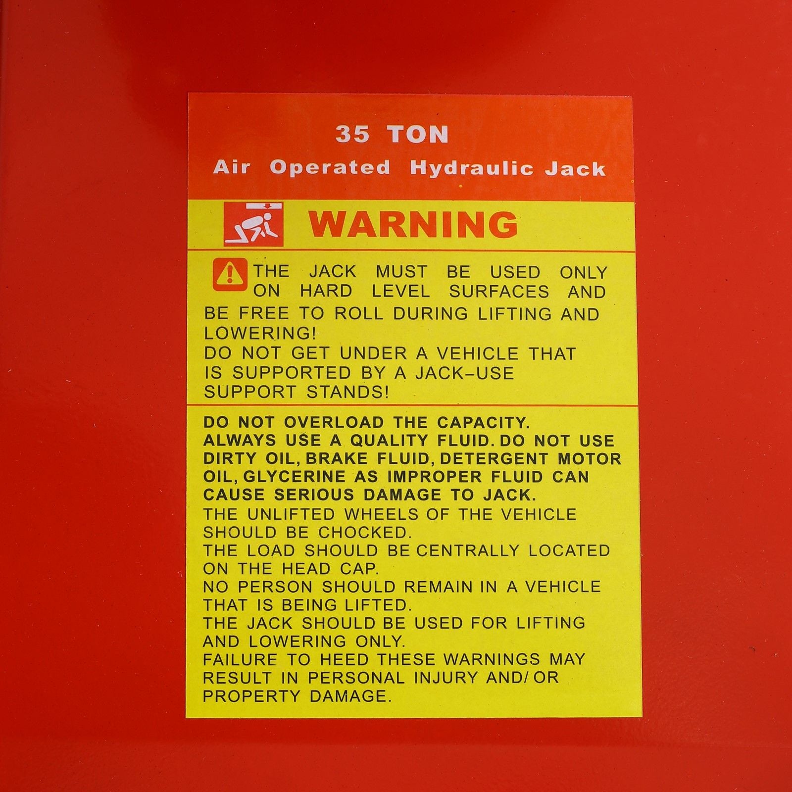35 Ton Hydraulic Floor Jack Air-Operated Axle Bottle Jack with (4) Extension Saddle Set Built-in Wheels, Red image 4