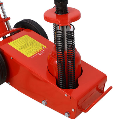 35 Ton Hydraulic Floor Jack Air-Operated Axle Bottle Jack with (4) Extension Saddle Set Built-in Wheels, Red image 3