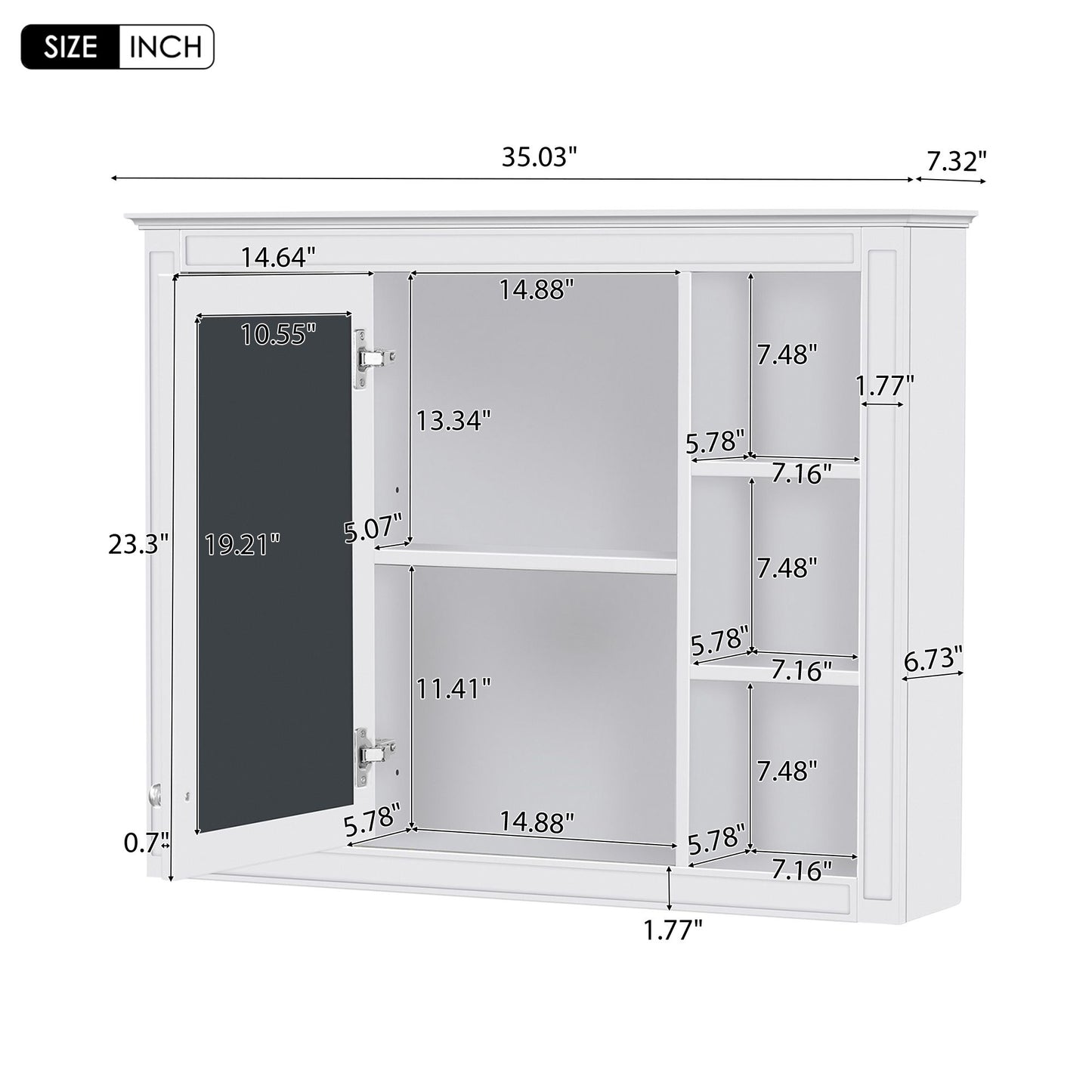 35'' x 28'' Medicine Cabinet, Wall Mounted Bathroom Storage Cabinet, Modern Bathroom Wall Cabinet with Mirror, Mirror Ca image 9