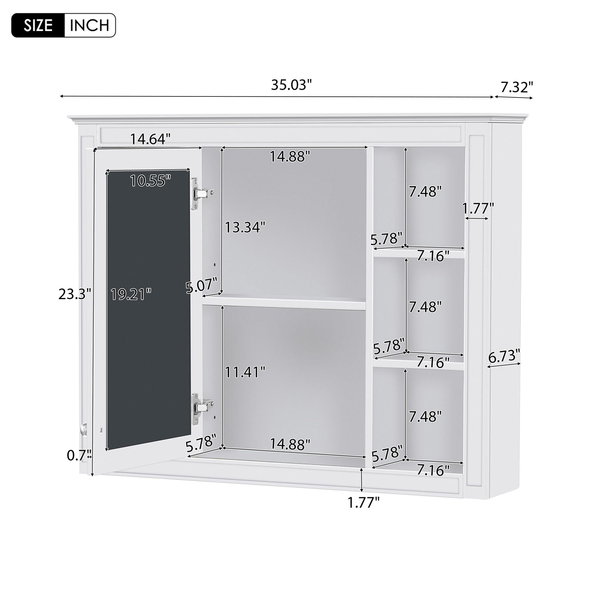 35'' x 28'' Medicine Cabinet, Wall Mounted Bathroom Storage Cabinet, Modern Bathroom Wall Cabinet with Mirror, Mirror Ca image 9