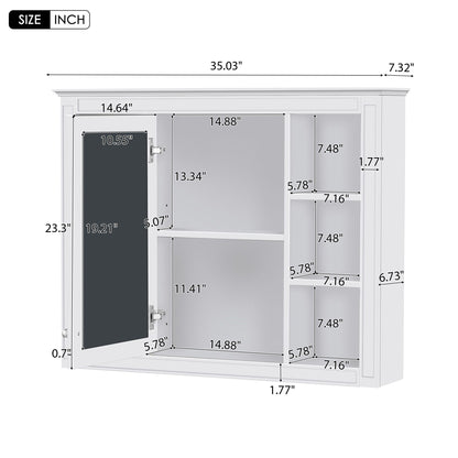 35'' x 28'' Medicine Cabinet, Wall Mounted Bathroom Storage Cabinet, Modern Bathroom Wall Cabinet with Mirror, Mirror Ca image 9