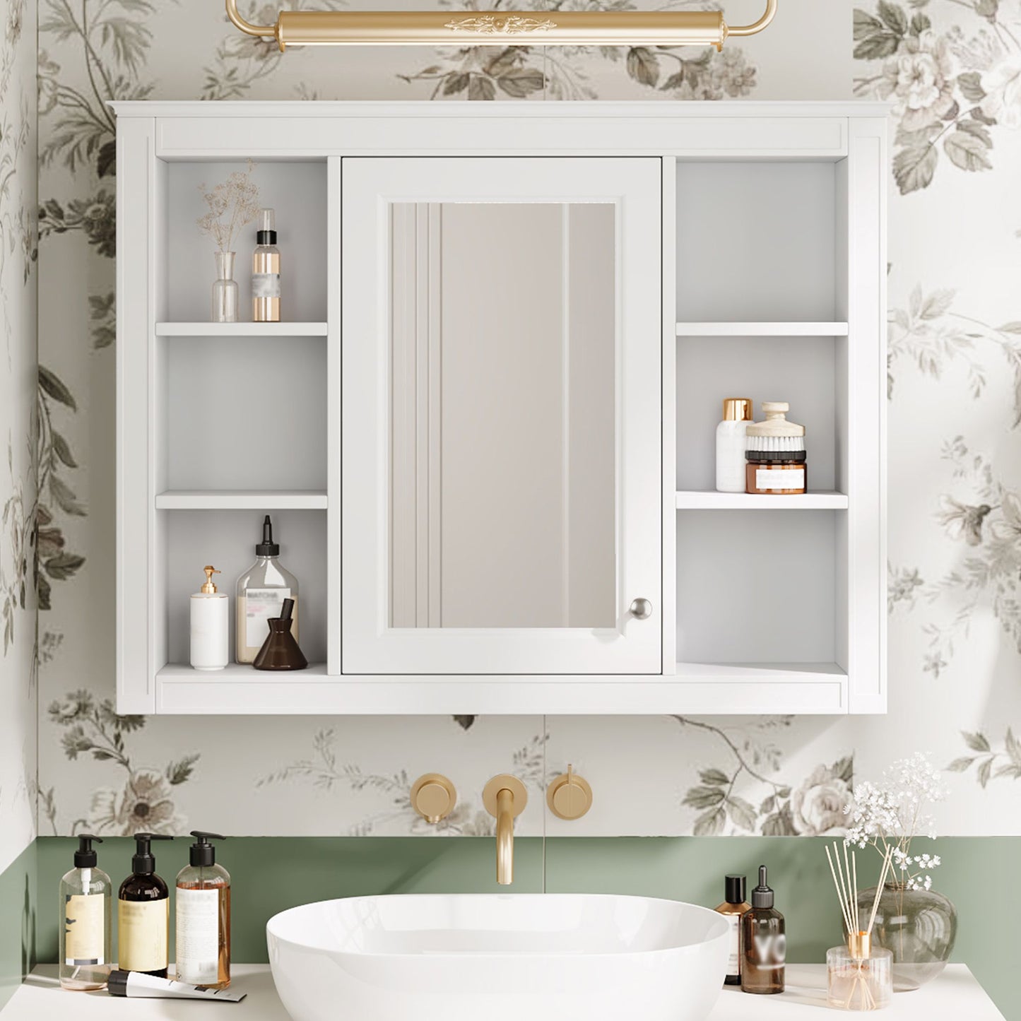 35'' x 28'' Medicine Cabinet, Wall Mounted Bathroom Storage Cabinet, Modern Bathroom Wall Cabinet with Mirror, Mirror Ca image 1