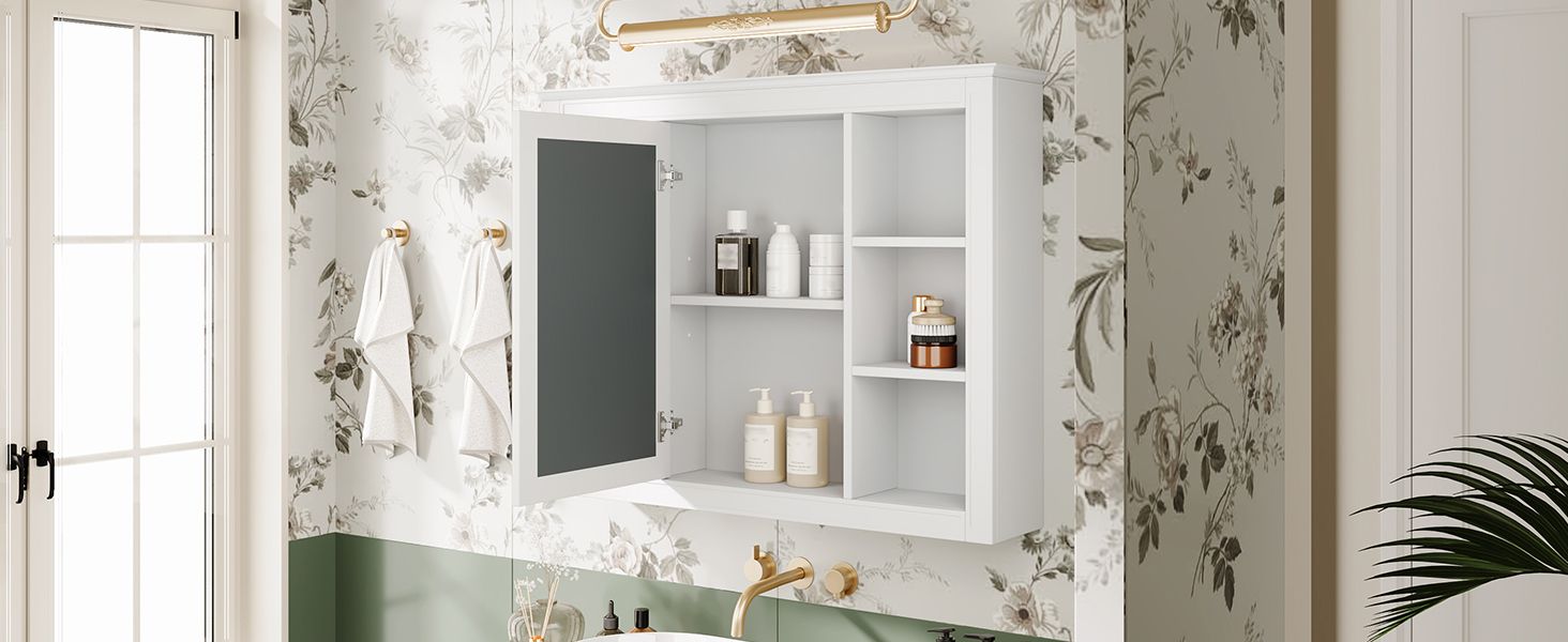 35'' x 28'' Medicine Cabinet, Wall Mounted Bathroom Storage Cabinet, Modern Bathroom Wall Cabinet with Mirror, Mirror Ca image 17
