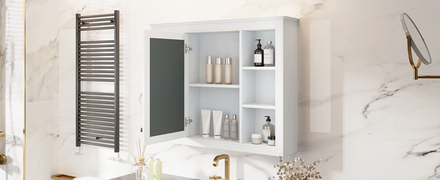 35'' x 28'' Medicine Cabinet, Wall Mounted Bathroom Storage Cabinet, Modern Bathroom Wall Cabinet with Mirror, Mirror Ca image 16
