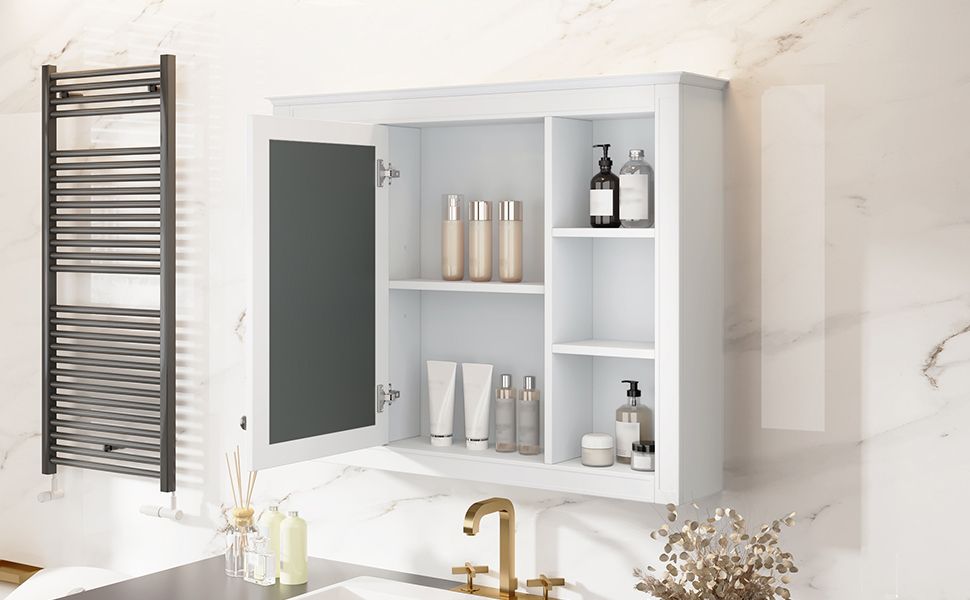 35'' x 28'' Medicine Cabinet, Wall Mounted Bathroom Storage Cabinet, Modern Bathroom Wall Cabinet with Mirror, Mirror Ca image 11