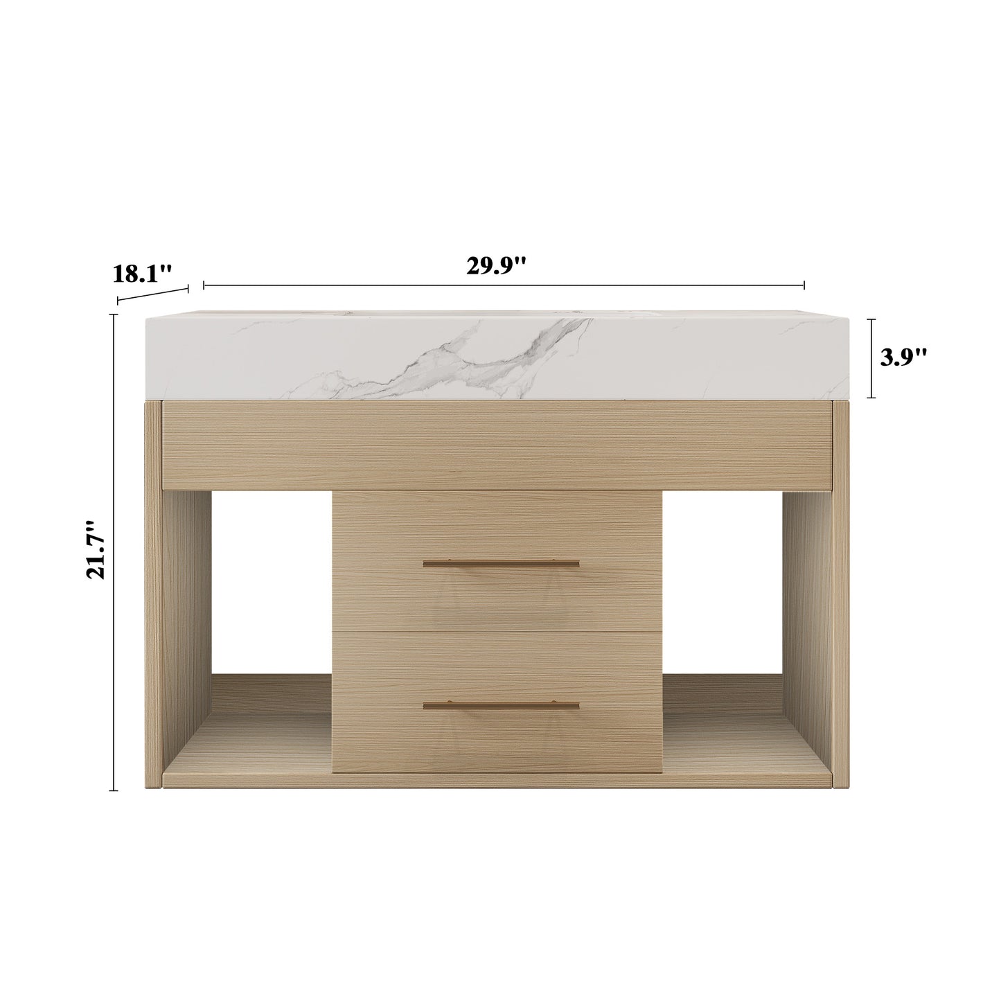 29.9" Modern Floating Bathroom Vanity with Sintered Stone Top Ceramic Undermount Sink Wall-Mounted for Small Bathrooms, Apartment image 9