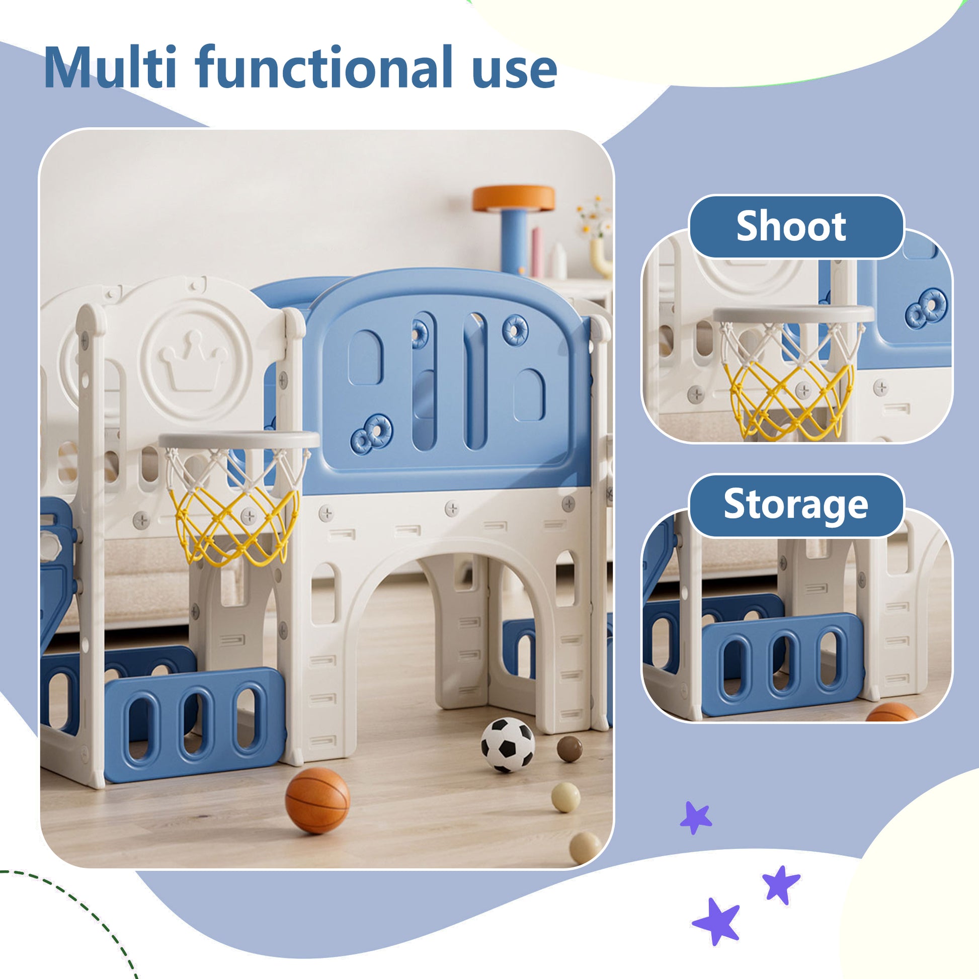 oddler Slide, Kids Slide for Toddlers Age 1-4, 11in 1 Baby Slide Outdoor Indoor Playground with Basketball Hoop and Extra long aisle, Strong swing,Sturdy and Easy Assembly Toddler Playset. image 7
