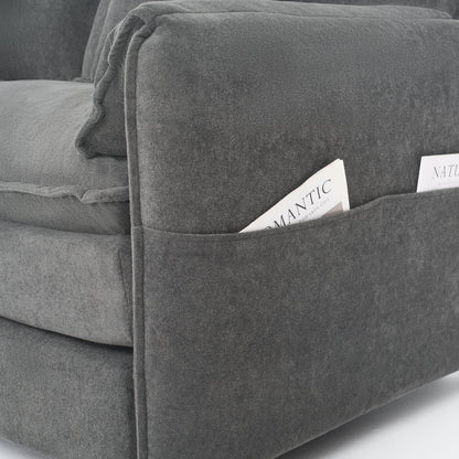 Oversized 41.73" Sofa Chair, Modern Upholstered Armchair with 1 Toss Pillow, Modular Sectional Sofa for Living Room, Deep Seat Reading Sofa for Bedroom Apartment, DIY Combination Chenille,Grey image 11