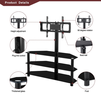 Tempered Glass Shelves TV Stand - Storage Detail