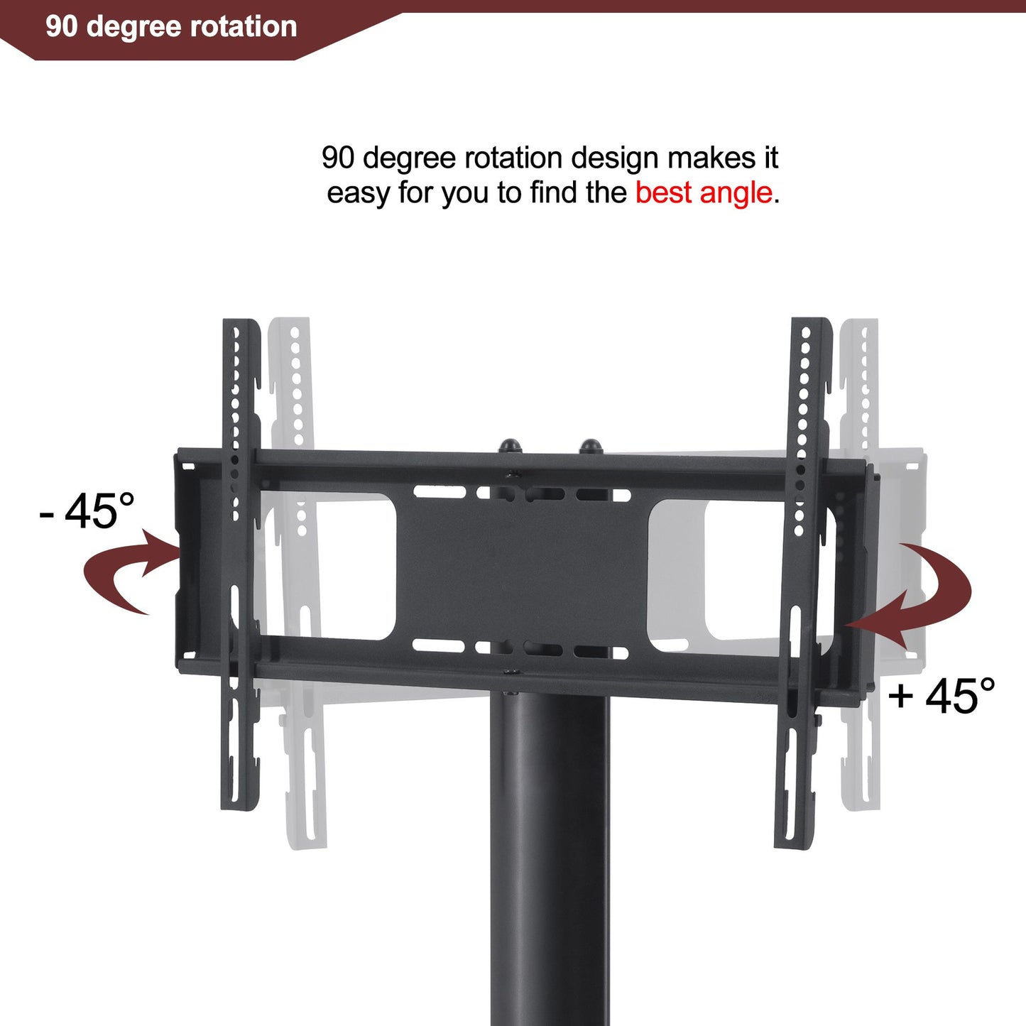 Black Aluminum Frame TV Stand - Swivel Mechanism