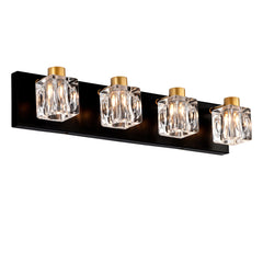 4-Light Matte Black & Gold Bathroom Light Fixtures | Modern Design