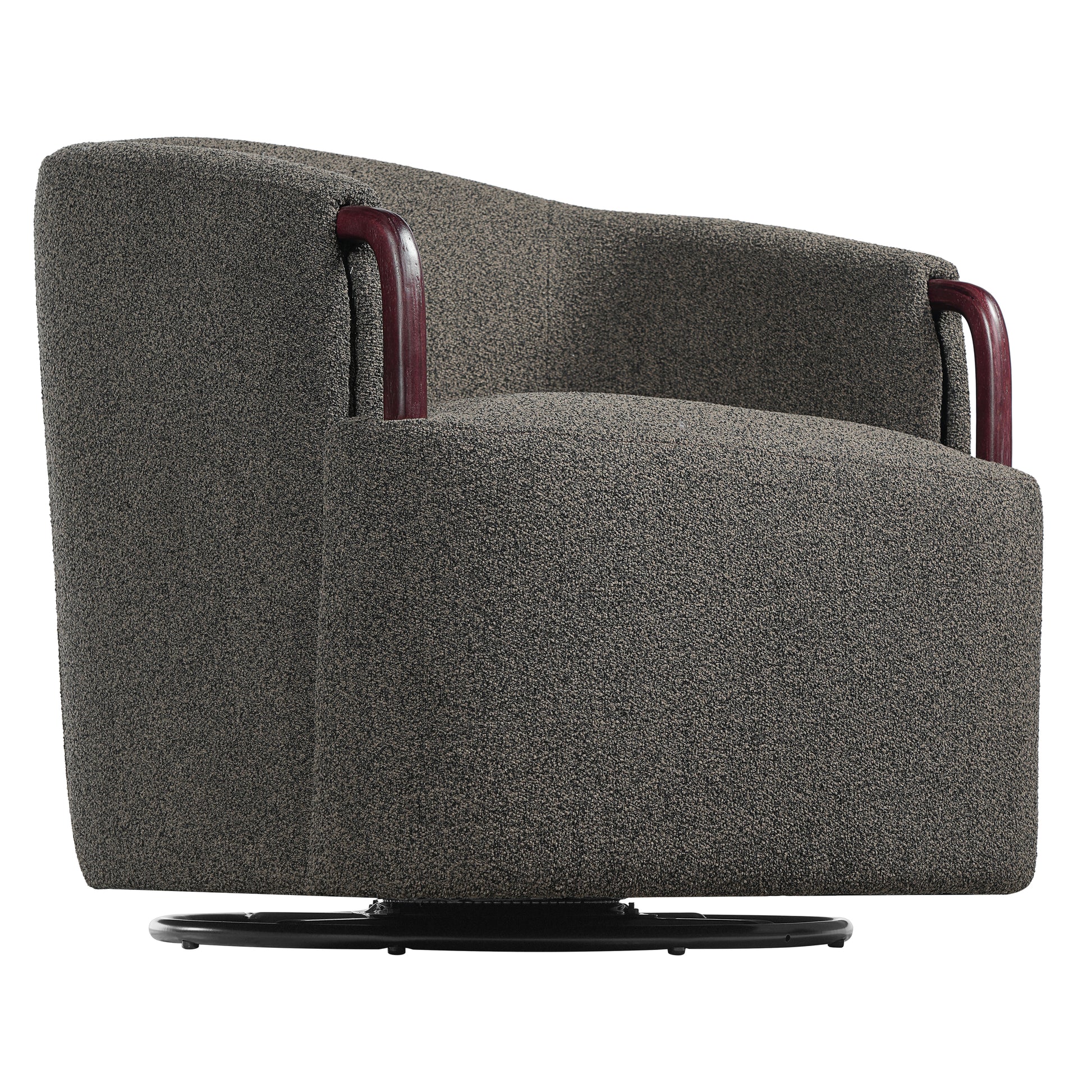 30" Modern Boucle Swivel Barrel Chair with Solid Wood Accents, Soft Durable Upholstery & 360° Swivel Base, Ideal for Living Room, Bedroom, or Office image 9