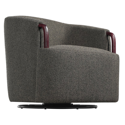 30" Modern Boucle Swivel Barrel Chair with Solid Wood Accents, Soft Durable Upholstery & 360° Swivel Base, Ideal for Living Room, Bedroom, or Office image 9