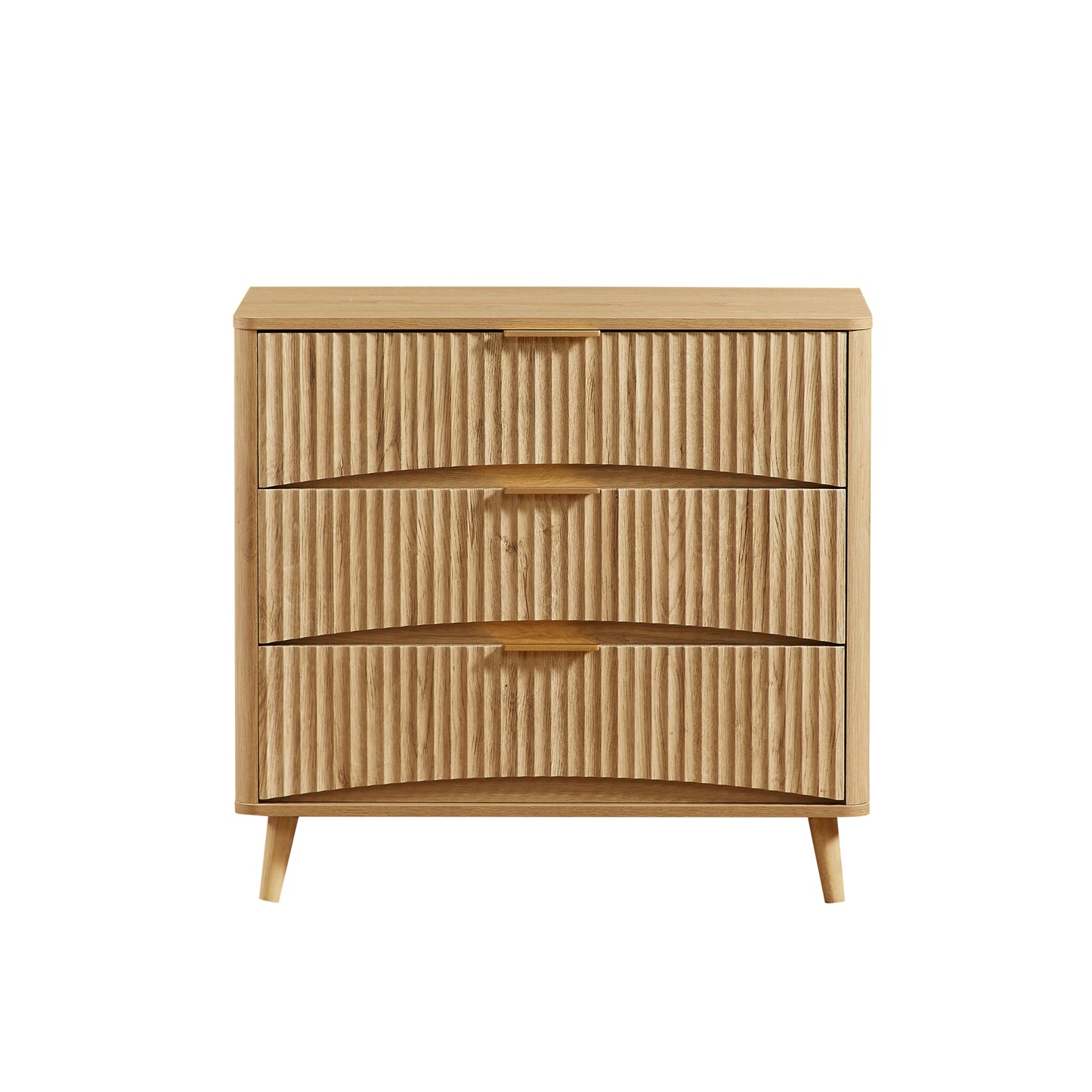 Fluted 3 Drawer Dresser, Modern Tall Chest of Drawers with Vertical Grooved Design, Wood Storage Cabinet with Metal Handles for Bedroom Living Room, Oak. (31.5"W x 15"D x 30"H). image 7