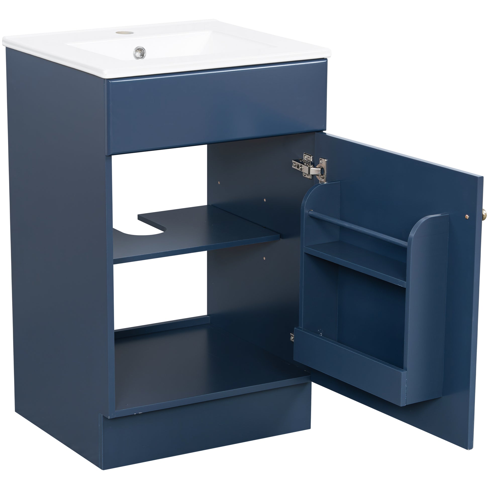 [Video] 20" Bathroom Vanity with Sink, Vanity Cabinet with Door Shelf and Adjustable Shelf, Blue image 11