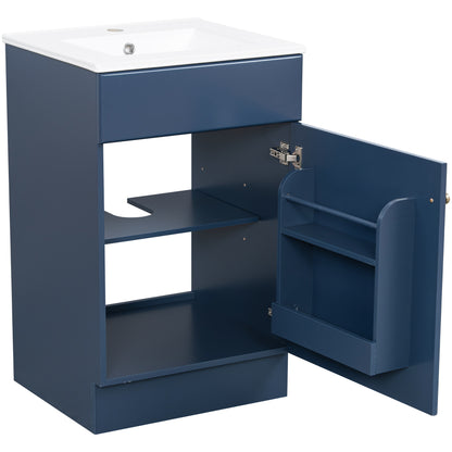 [Video] 20" Bathroom Vanity with Sink, Vanity Cabinet with Door Shelf and Adjustable Shelf, Blue image 11