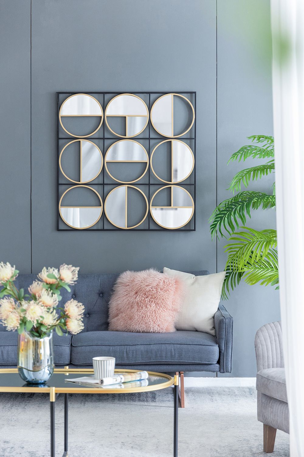 35.6 inch black wall mirror side view