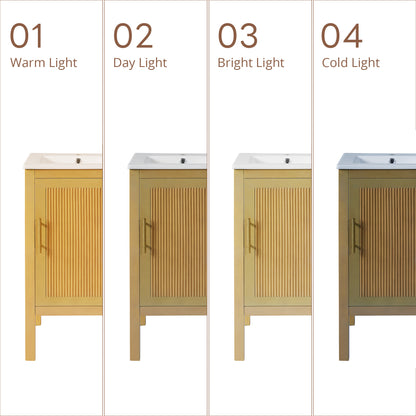 18" Bathroom Cabinet with Storage, Small Space Solution with Ceramic Sink, Adjustable Shelf, Soft-Closing Hinges image 8