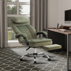 Office Chair, Big and Tall Executive Office Chair with Footrest & Removable Headrest, High Back Ergonomic Computer Desk Chair Work Chair With Comfortable Frosted Velvet (Green)