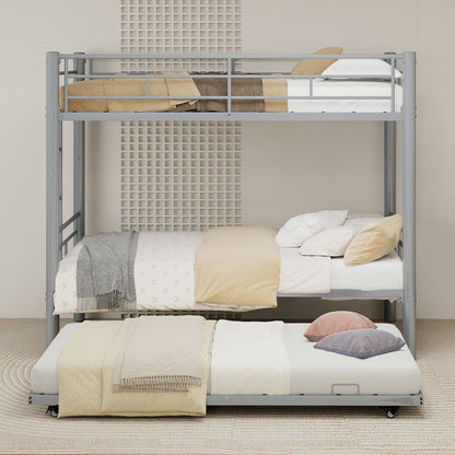 Silver Twin Metal Triple Bunk Bed Frame – Versatile Convertible 3-in-1 Design, Heavy-Duty Steel, Sleek Silver Finish, Ideal for Dorms/Guest Rooms image 8