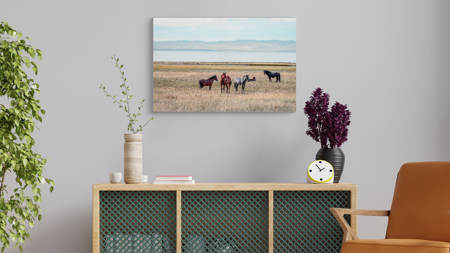 Horse framed wall art decor country western farmhouse wood painting wild horses grassland 36x24 inch image 7