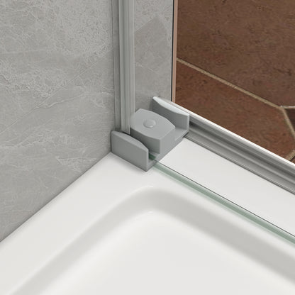 55"-60" W x 76" H Brushed Nickel Reversible Installation Double Bypass Sliding Shower Door Easy Installation Frameless Shower Door,5/16"(8MM) Tempered Glass With Nano Explosion-proof Film image 8