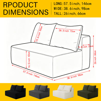 58-inch 2 seat median longue with plush black velvet, cup holder, flexible matching, mainly for living room use. image 10