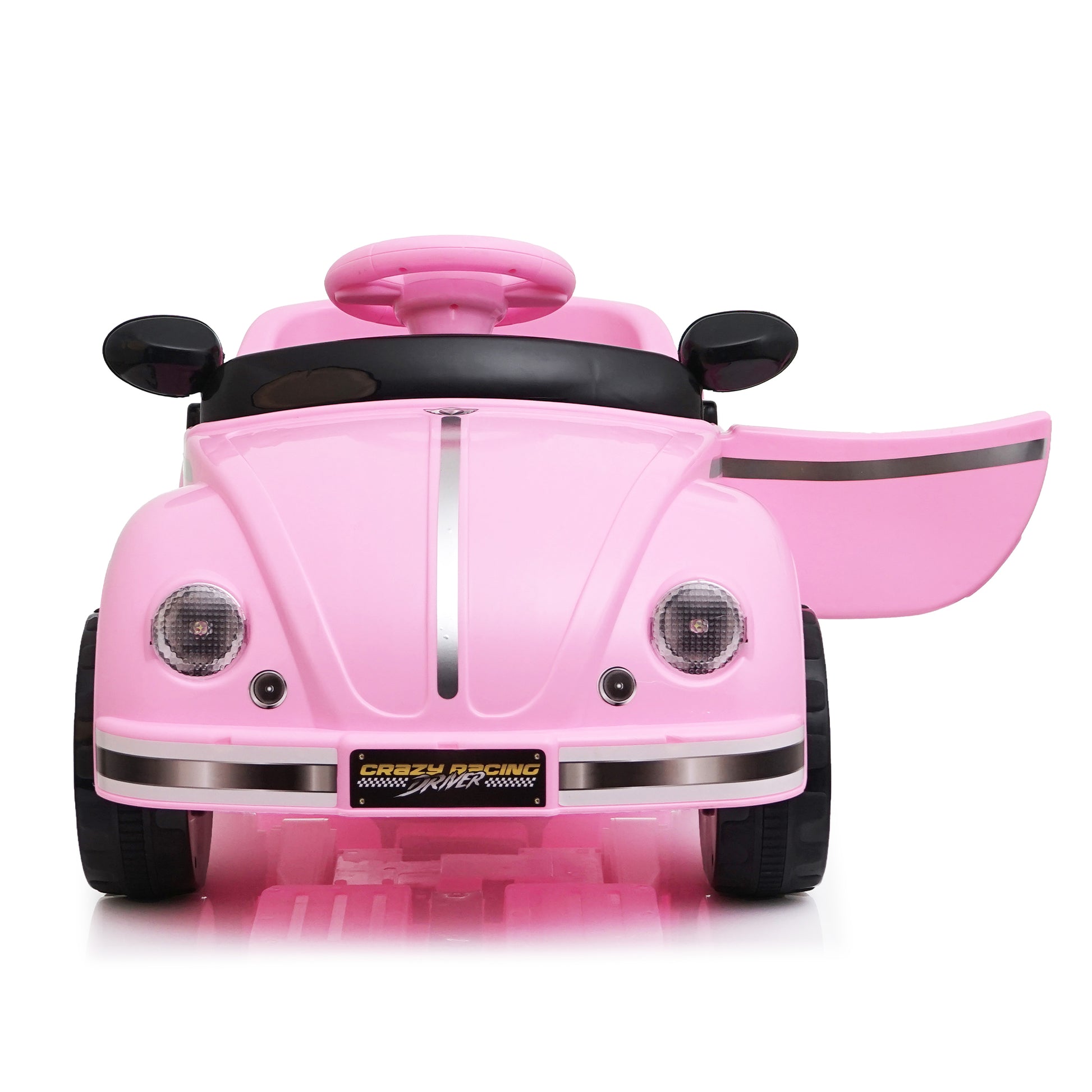 Kids vintage car with multifunctional steering wheel