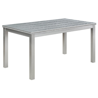6 Piece Wooden Dining Table Set, Wooden Dining Table with 4 Upholstered Chairs and Bench for 6 People, Rectangular Dining Table Set with Crystal Decoration for Kitchen, Dining Room, Silver grey image 10