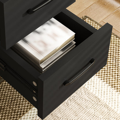 Black Computer Desk with 4-in-1 Socket, the Desk with 3 Slide Drawers and 4 Storage Levels, the Wooden Desk is Suitable for a Variety of Places image 8