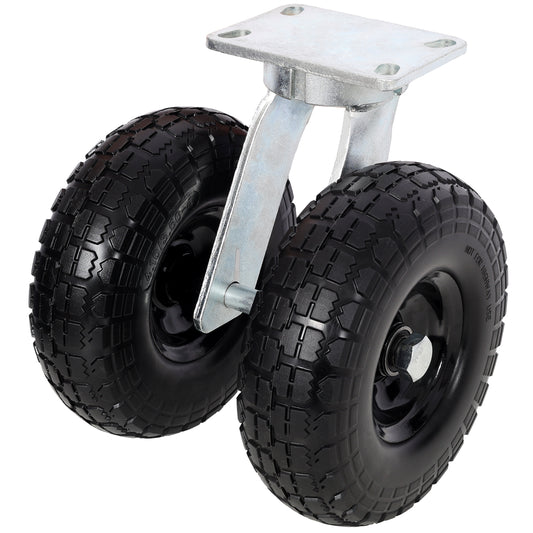 10 in Dual Flat Free Wheels Swivel Caster, 660LBS LOAD CAPACITY image 1