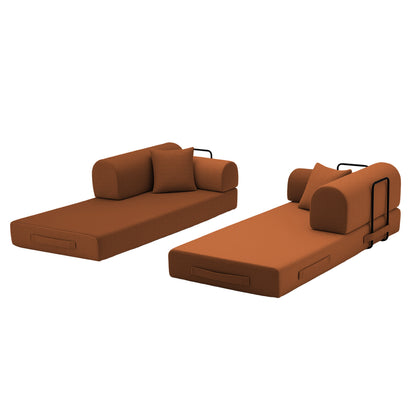 Convertible Sleeper Sofa Bed,Corduroy Folding Mattress Couch with Fixed-Shape Frame, Floor Sofa Lounge Couch for Living Room Bedroom(orange) image 8