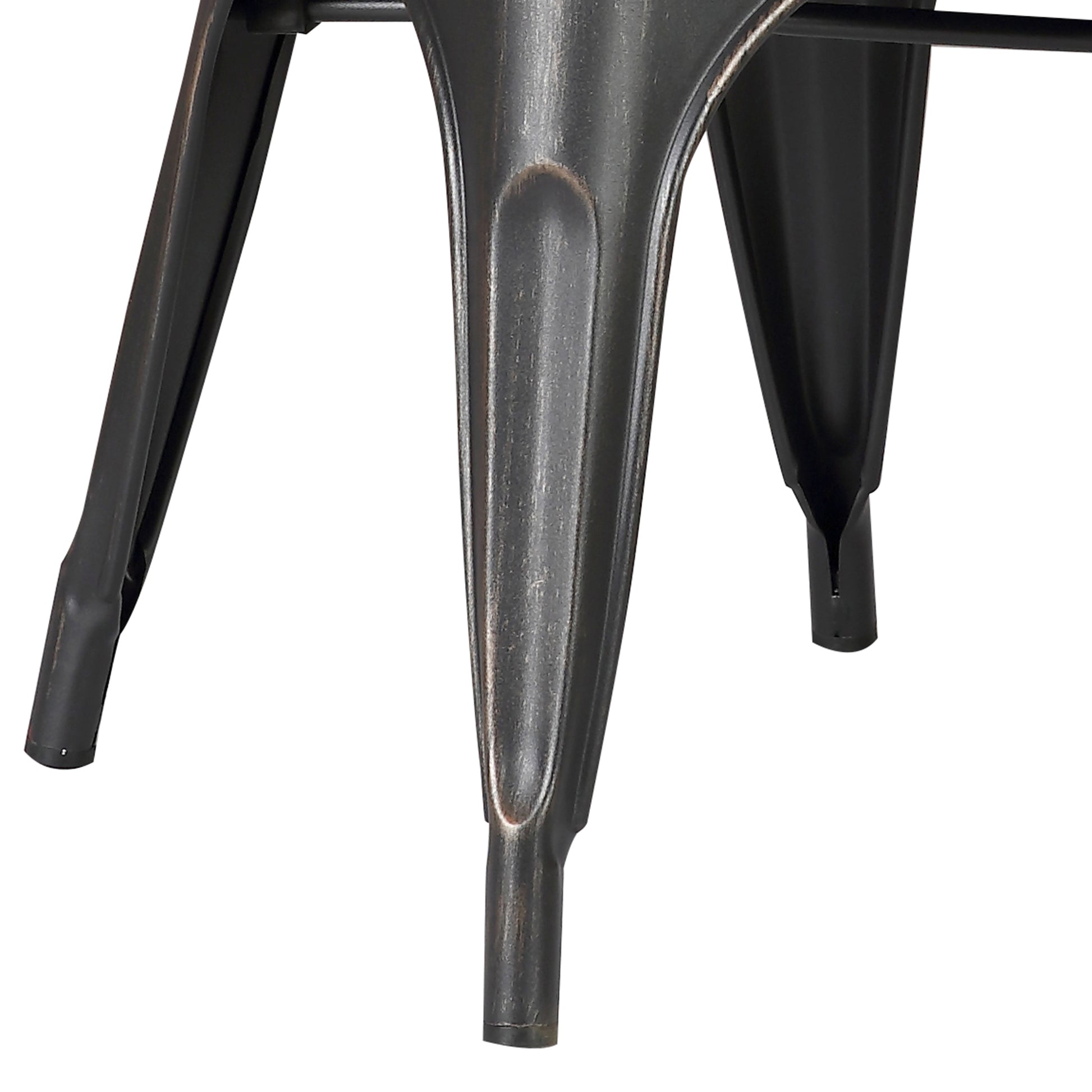 Set of 4 Stackable Metal Dining Chairs, Modern Industrial Slat Back Dining Chairs, Sturdy Cross Brace Support, Lightweight Portable Armless Chair for Kitchen, Dining Room, Bar, Distressed Black image 7