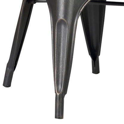 Set of 4 Stackable Metal Dining Chairs, Modern Industrial Slat Back Dining Chairs, Sturdy Cross Brace Support, Lightweight Portable Armless Chair for Kitchen, Dining Room, Bar, Distressed Black image 7