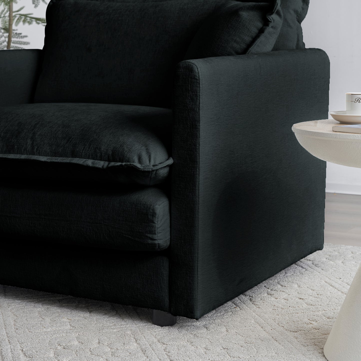 Chenille Fabric Ottomans Footrest to Combine with 2 Seater Sofa, 3 Seater Sofa and 4 Seater Sofa, Black Chenille image 6