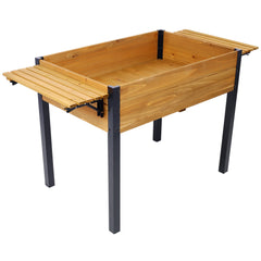 Raised Garden Bed, Metal Leg Wood Planter Boxes with Folding Storage Shelf,Elevated Planter Box for Growing Fresh Herbs, Vegetables, Flowers Great for Outdoor Patio, Deck, Balcony